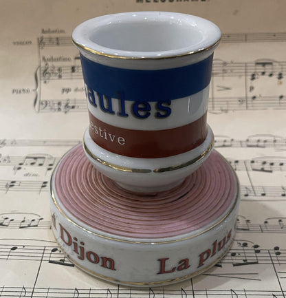 Vintage French Advertising Match Striker Holder Elixir des Gaules Dijon Ceramic Porcelain