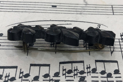 Antique French Fleur de Lys Gutta Percha Mourning Brooch c1900