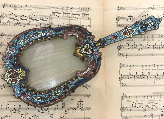 Rare Large Antique French Bronze Champleve Enamel Onyx Tray Platter Centerpiece c1880