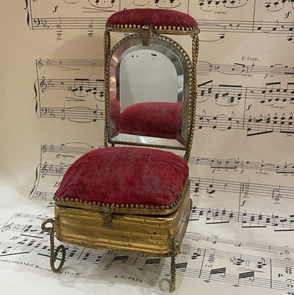Rare Antique French Jewelry Box Prie-Dieu with Mirror c1900