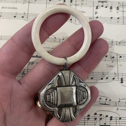 Antique French Art Nouveau Sterling Silver Baby Rattle c1900