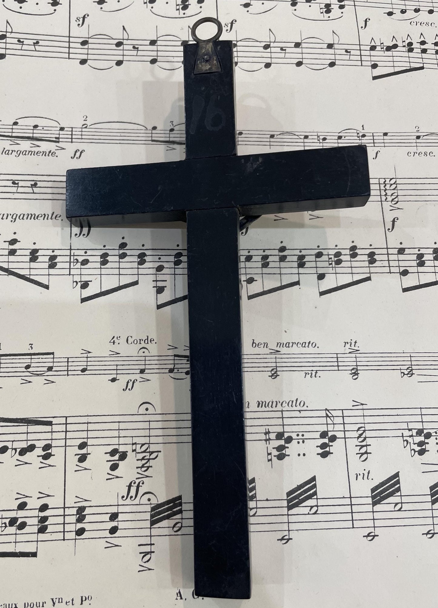 Rare Antique Italian Micro Mosaic Micromosaic Cross Crucifix Bird Set in Wood c1900