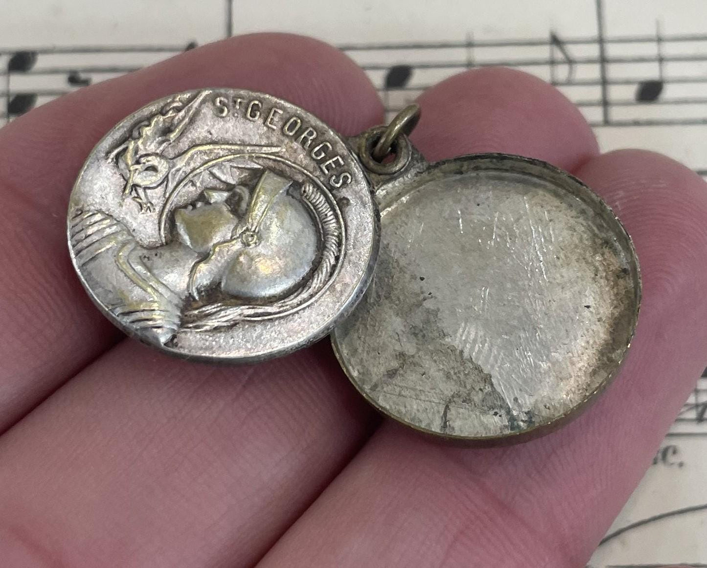 Antique French Art Nouveau Sliding Pendant St George c1920