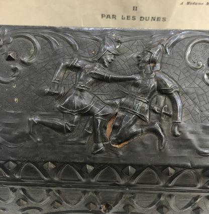 Rare Antique French Church Reliquary Box Chasse Knights c1880