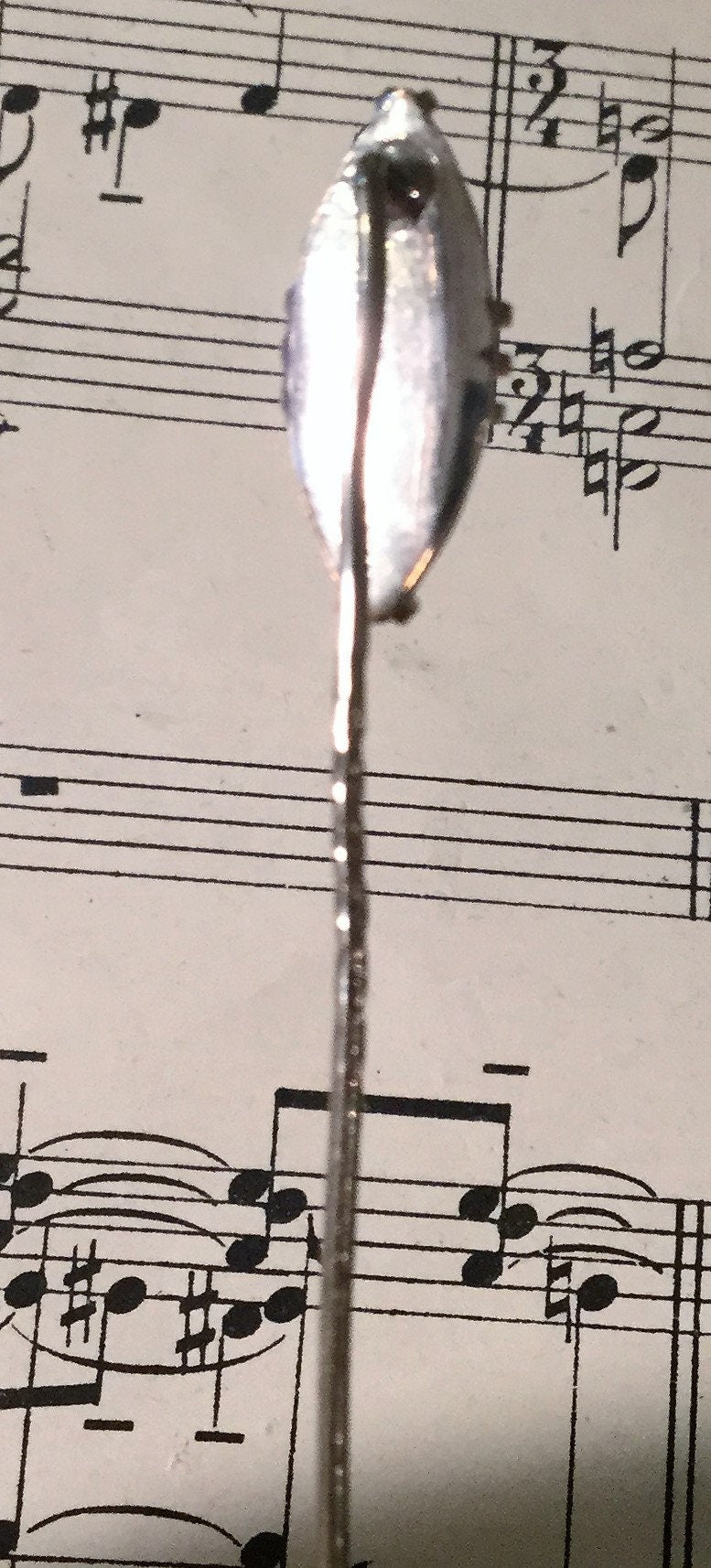 Antique French Art Nouveau Mother of Pearl Cameo Woman Bird Angel Hat Stick Pin c1920