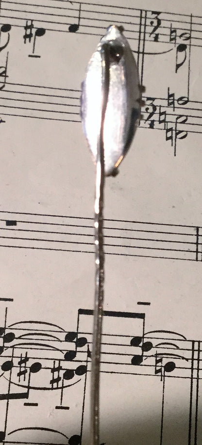 Antique French Art Nouveau Mother of Pearl Cameo Woman Bird Angel Hat Stick Pin c1920