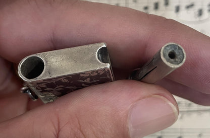 Rare Antique French Niello Sterling Silver Lighter c1900