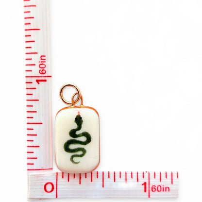 Green Snake Charm: Gold Luster / Rectangle