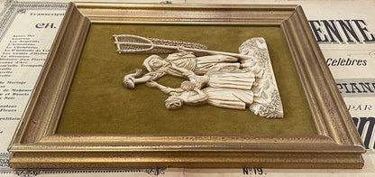 Rare Antique French Icoryl Faux Ivoire Fisherman Signed Francois Noe Frame c1940