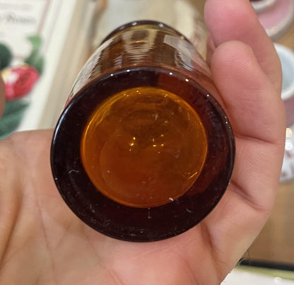 Small Antique French Apothecary Bottle Amber Glass Cuprum Oxydat. c1880