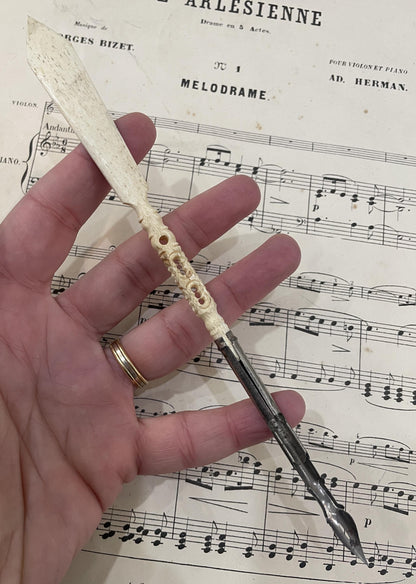Antique French Bone Dip Pen Joan of Arc c1900