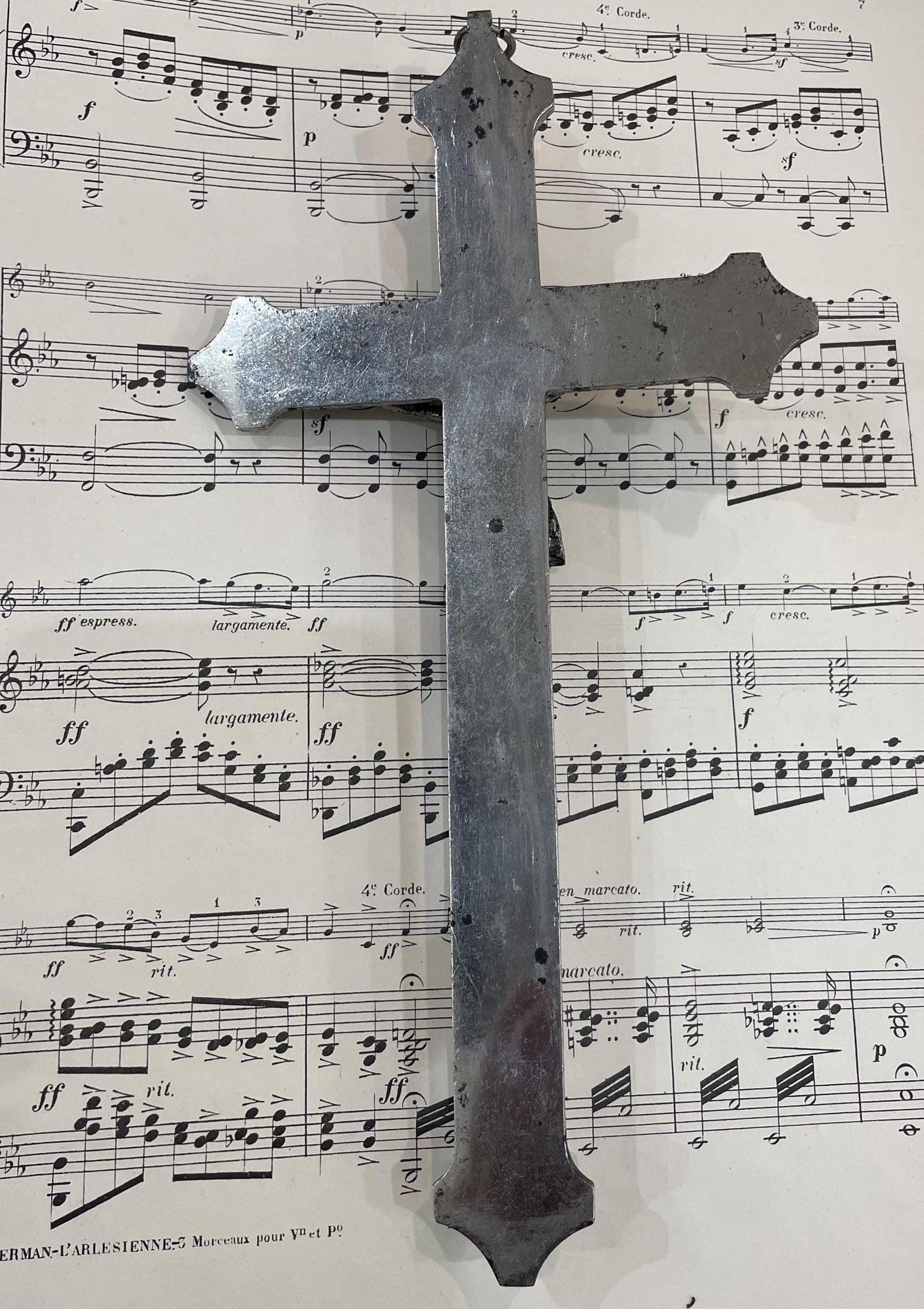 Large Antique Italian Micro Mosaic Micromosaic Cross Crucifix Bird c1900