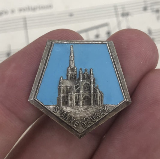 Antique French Enameled Saint Anne d'Auray Basilica Pin / Brooch c1930