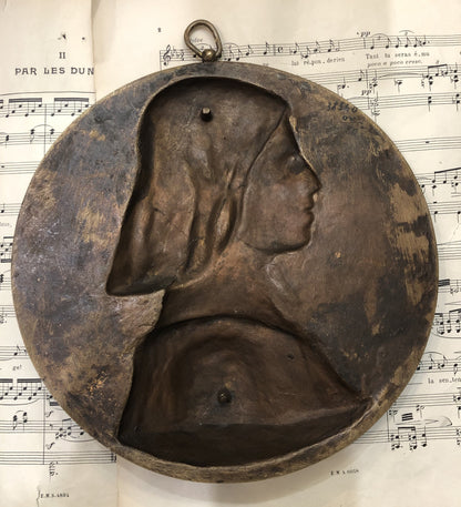 Rare Large Antique French BARBEDIENNE Joan of Arc Bronze Wall Piece by Chapu c1860-1880