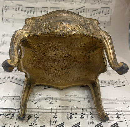 Antique French Furniture Jewelry Box with Green Cushion c1900