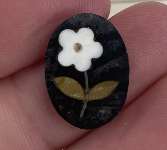 Antique Italian Pietra Dura Inlaid Stone Flower Plaque c1900