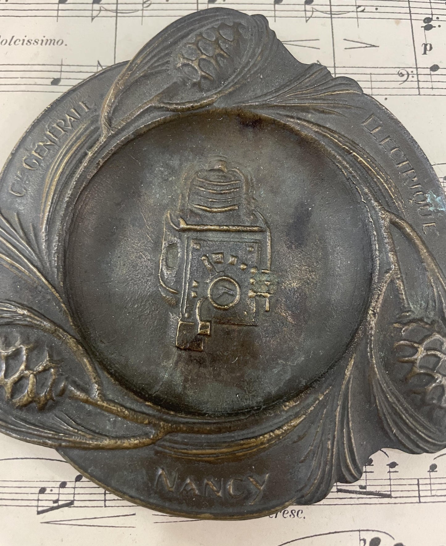 Antique French Art Nouveau Bronze Tray Cie Generale Electrique Nancy c1920