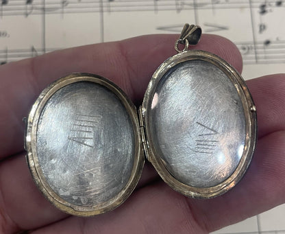 Rare Antique French Art Nouveau Enameled Locket Pendant cultured Pearls c1900