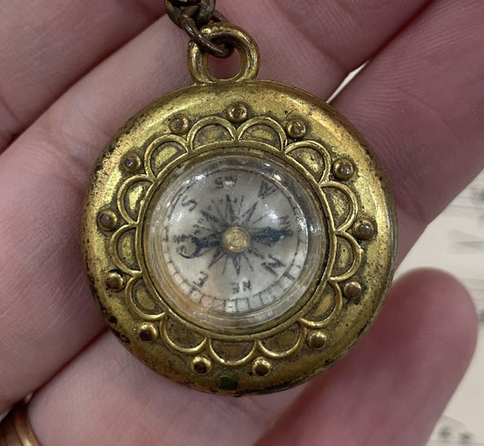 Antique French Compass Pendant Paris Eiffel Tower c1920