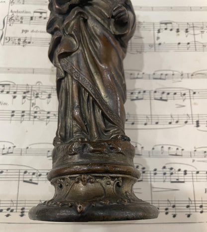 Rare Antique French St Joseph and Child Spelter Statue c1900