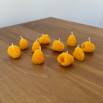 Golden Raspberry Beeswax Birthday Candles: 10