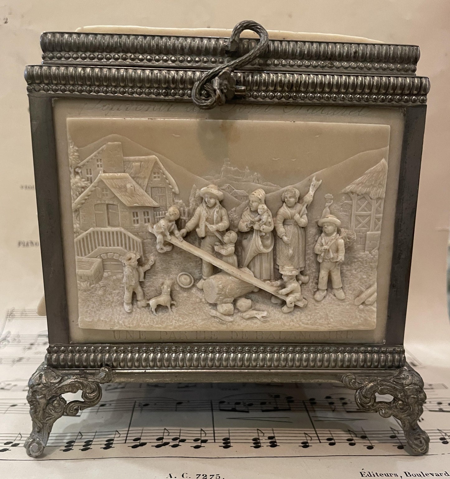 RARE Large Antique French Petrifying Well Jewelry Box c1900