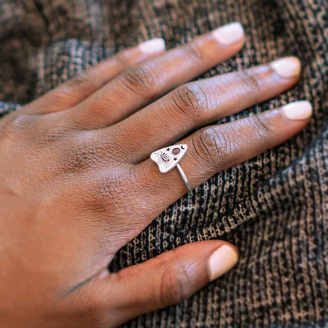 Sterling Silver Ouija Planchette Ring: Recycled Sterling Silver / 7