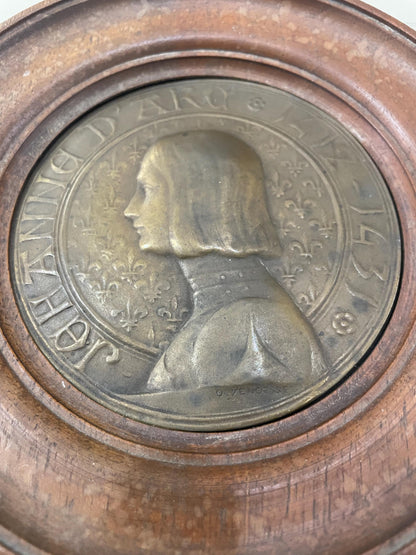 RARE Antique French Joan of Arc Plaque Signed by Ovide Yencesse c1900