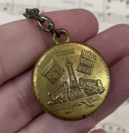 Antique French Compass Pendant Paris Eiffel Tower c1920