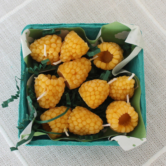 Golden Raspberry Beeswax Birthday Candles: 10