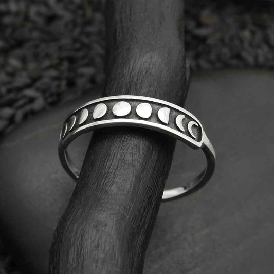 Sterling Silver Moon Phases Ring: Recycled Sterling Silver / 6