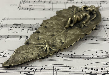 Rare Antique French Art Nouveau Bronze Tray Cherubs Angels Dragonfly c1920