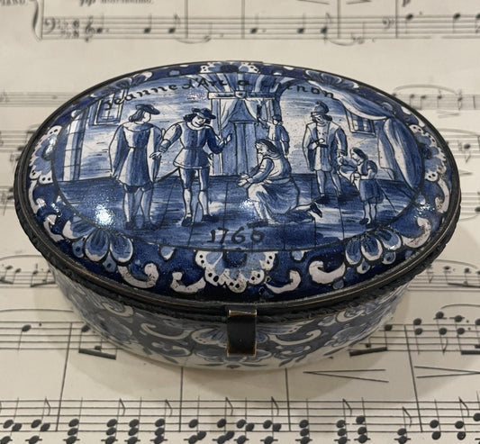 RARE Antique French Joan of Arc in Chinon Porcelain Jewelry Box c1760