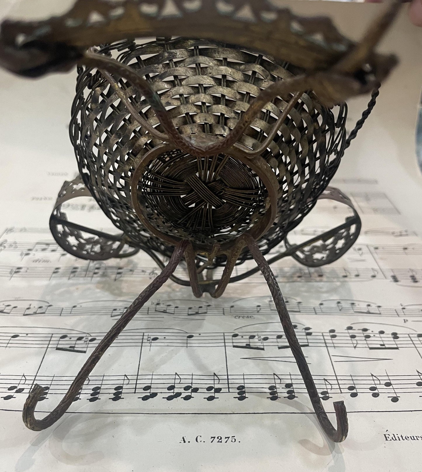 Rare Antique French Pocket Watch Holder Mirror c1880