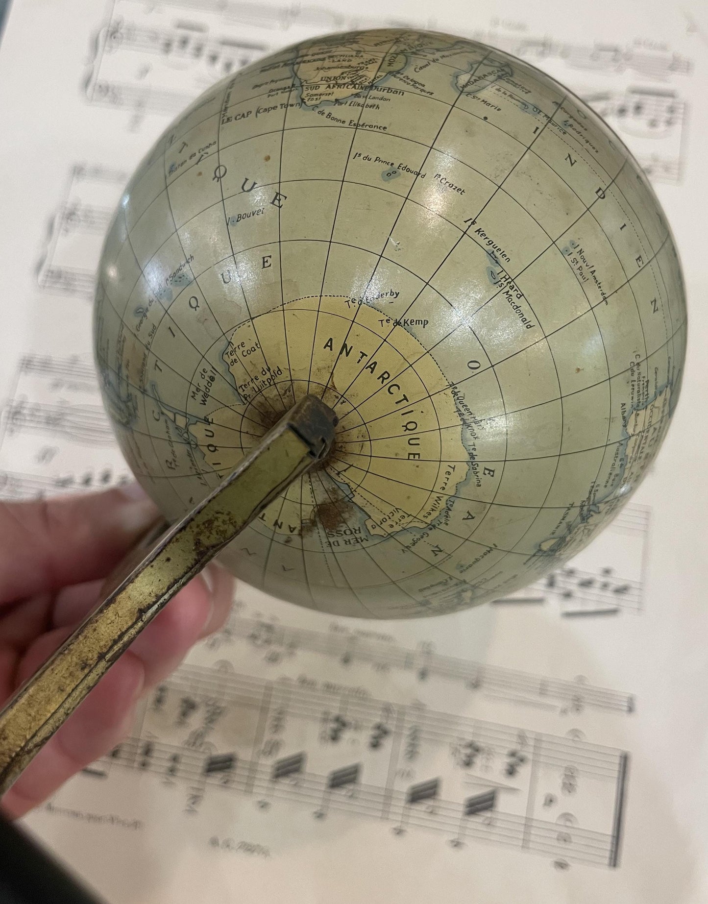 Rare Antique French Tin Globe c1920