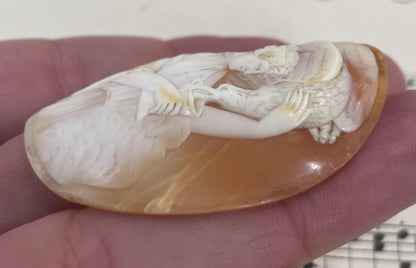Rare Large Antique Italian Carved Shell Cameo Mythology Hebe Eagle Zeus c1900