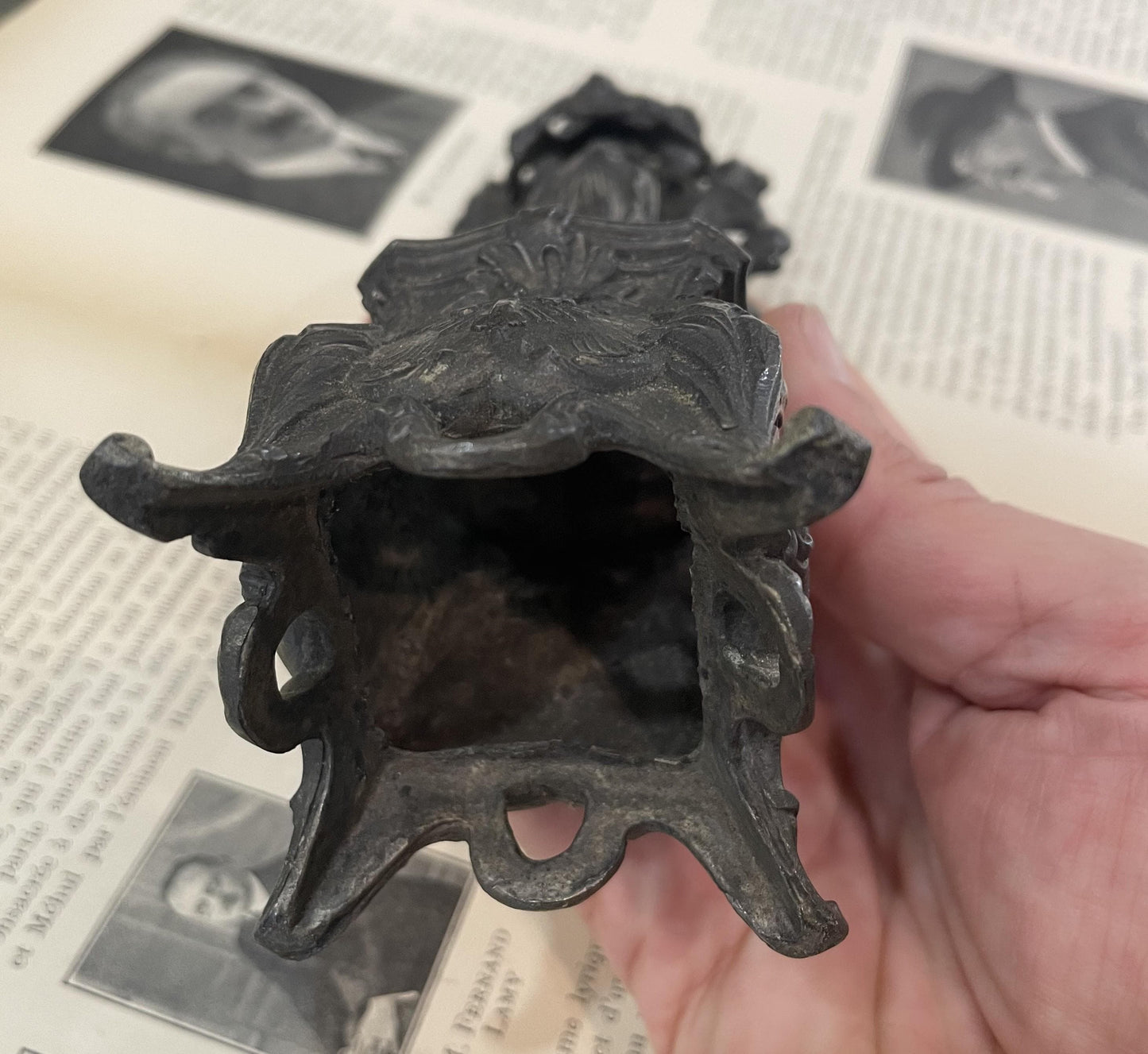 Antique French Virgin Mary Madonna Spelter Statue c1900