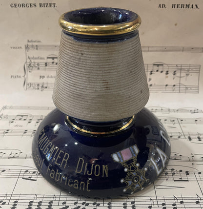 Antique French Advertising Match Striker Holder La Cherrette Ceramic Porcelain c1920