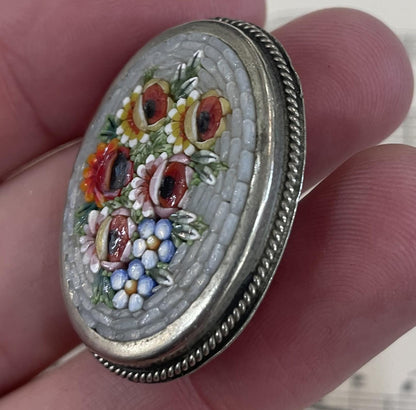 Antique Italian Micromosaic Micro Mosaic Brooch c1940