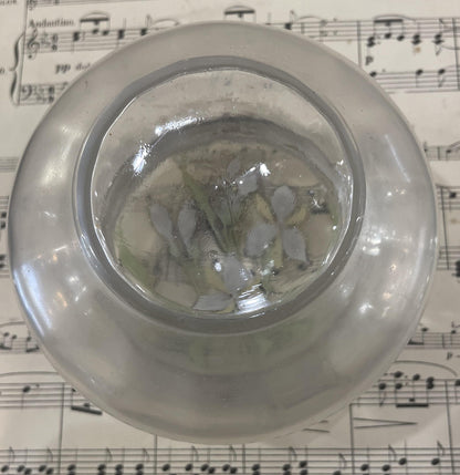 Large Antique French Gilt Brass Glass Hand Painted Enameled Box Flowers c1900