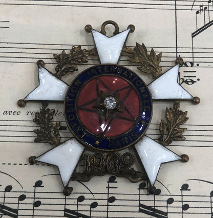 Rare Antique French Enameled Medal Pendant International Expo Paris c1902