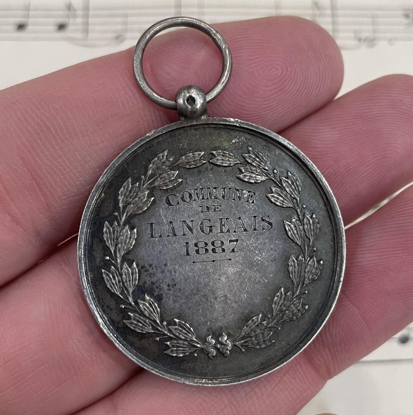 Large Antique French Sterling Silver Art Nouveau Pendant Science c1887