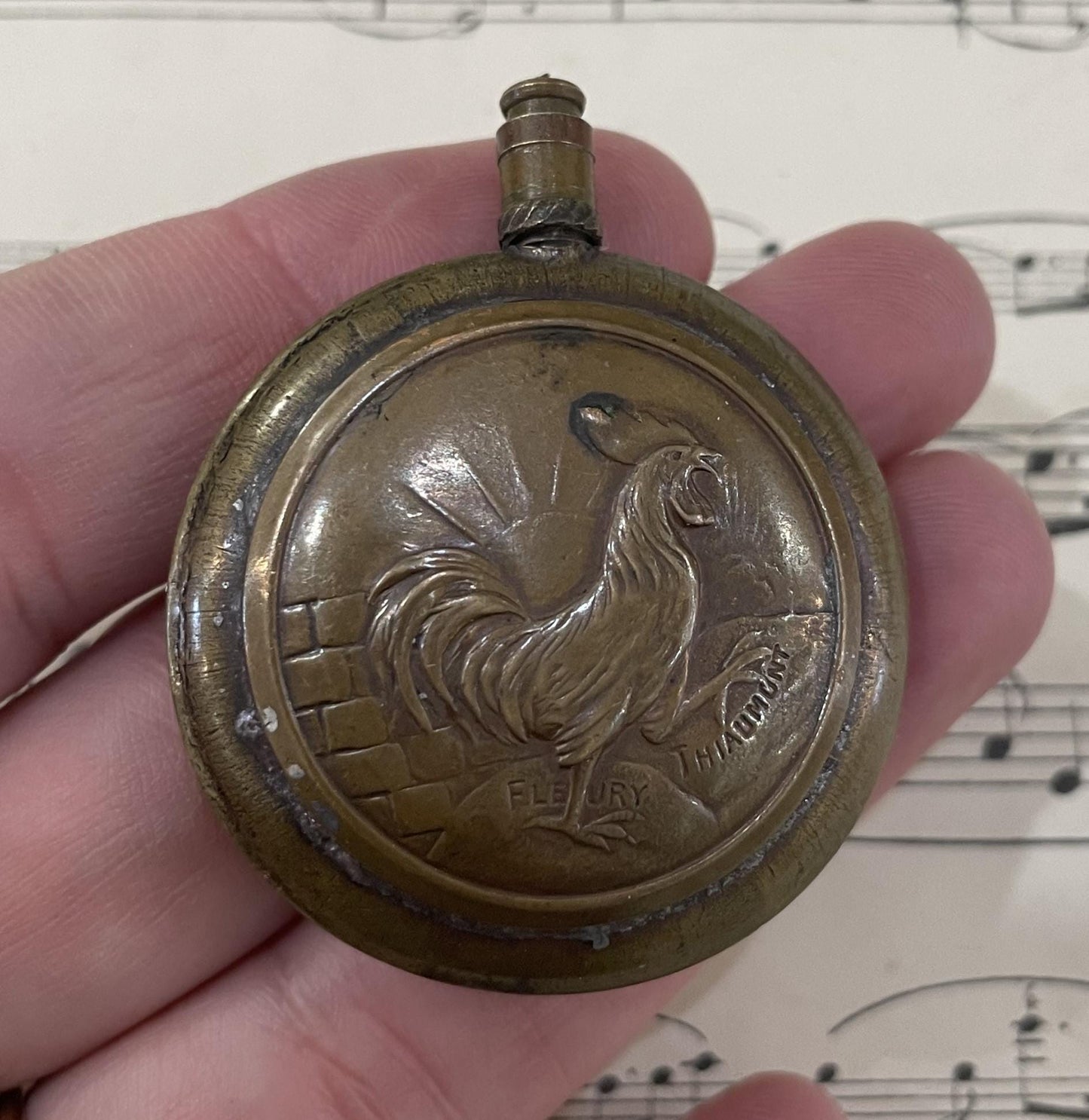 Rare Antique French Trench Art Cigarette Lighter WW1 Rooster Lion c1910