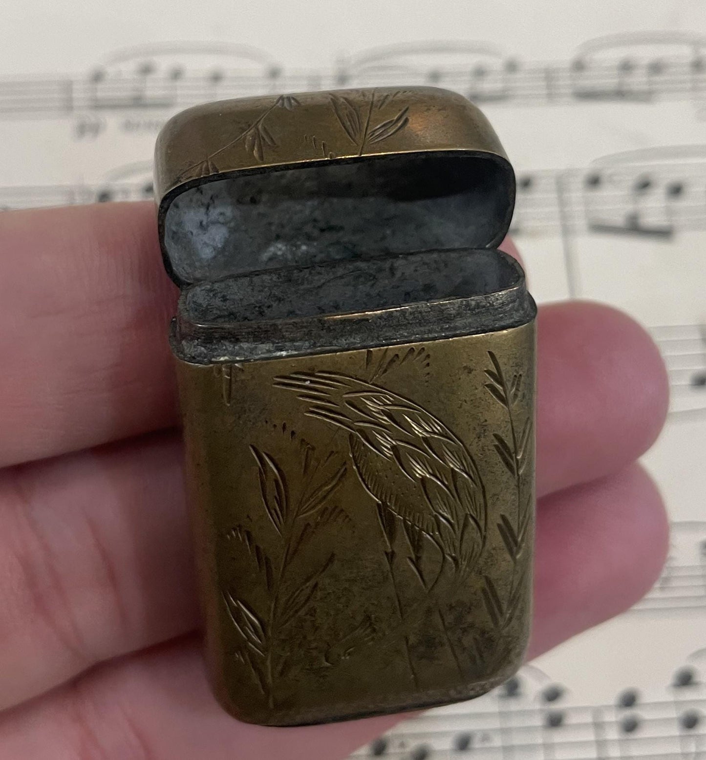 Antique French Match Case Vesta Crane c1900