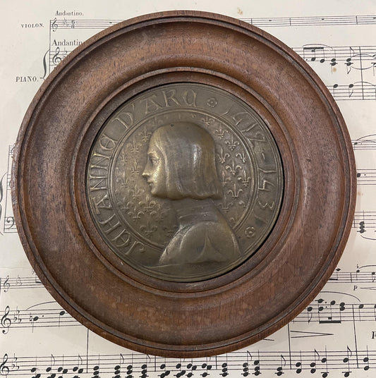 RARE Antique French Joan of Arc Plaque Signed by Ovide Yencesse c1900
