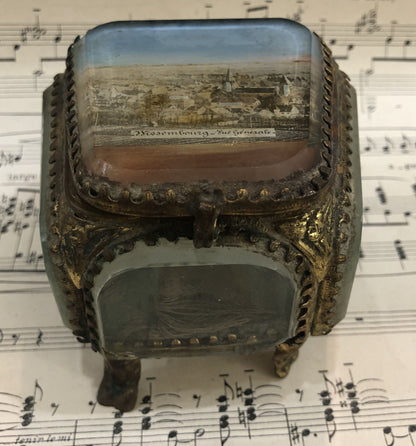 Antique French Souvenir Jewelry Box view of Wissembourg France c1900