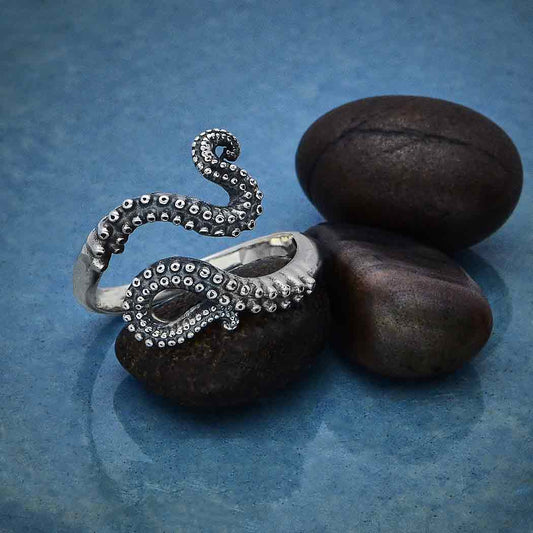 Sterling Silver Octopus Tentacle Ring: Sterling Silver