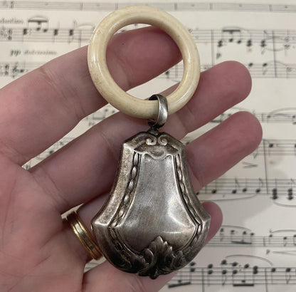 Antique French Art Nouveau Silver Plated Baby Rattle c1900