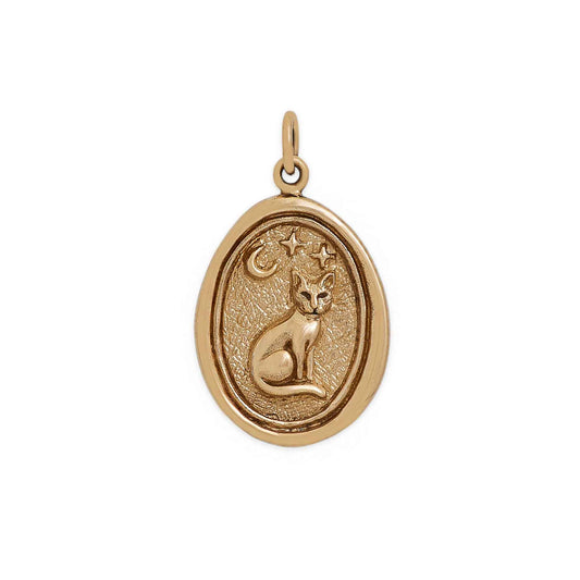 Wax Seal Sitting Cat Charm 26x15mm: Bronze