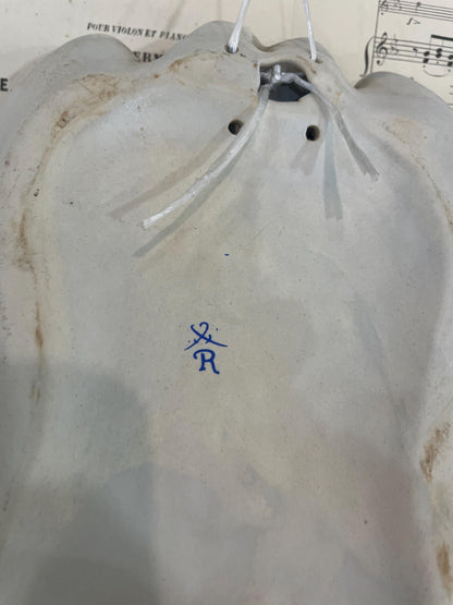 Rare Large Antique French Porcelain Angel Holy Water Font c1880